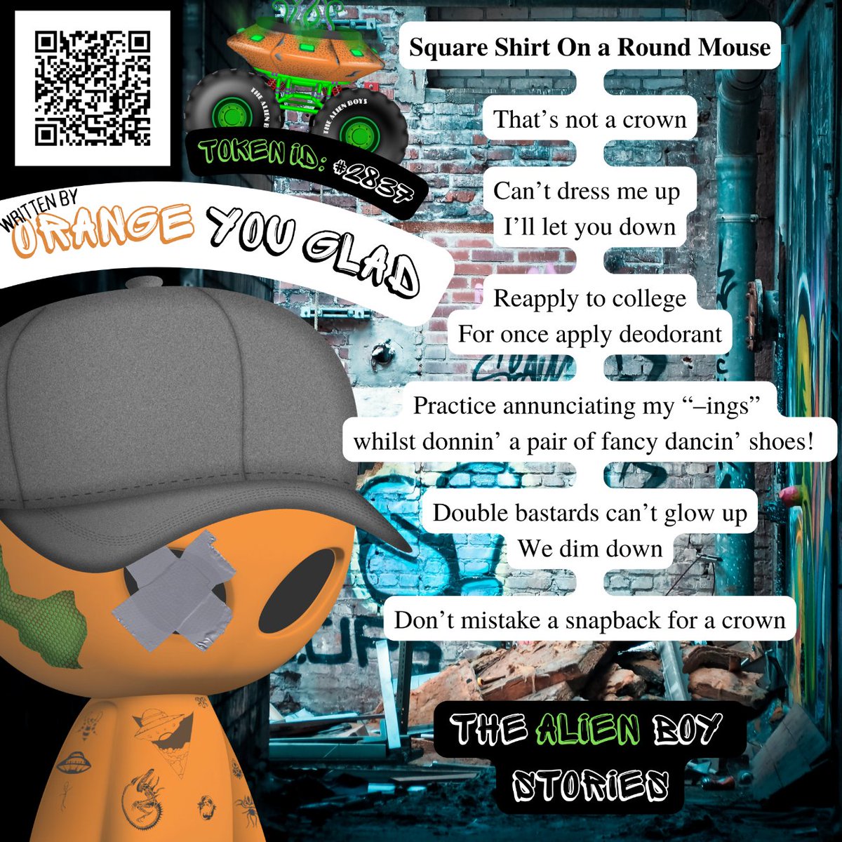 Dad_Moves_'s tweet photo. ☀️ gm &amp; Happy #FockItFriday y'all!!

🗒️ I wrote &amp; designed this poem for @apehammer &amp; their awesome community project @AlienBoyStories! 

➡️ Be sure to follow them on Twitter &amp; check out Writer's Corner in the TAB discord! https://t.co/u7VUfH6PIr