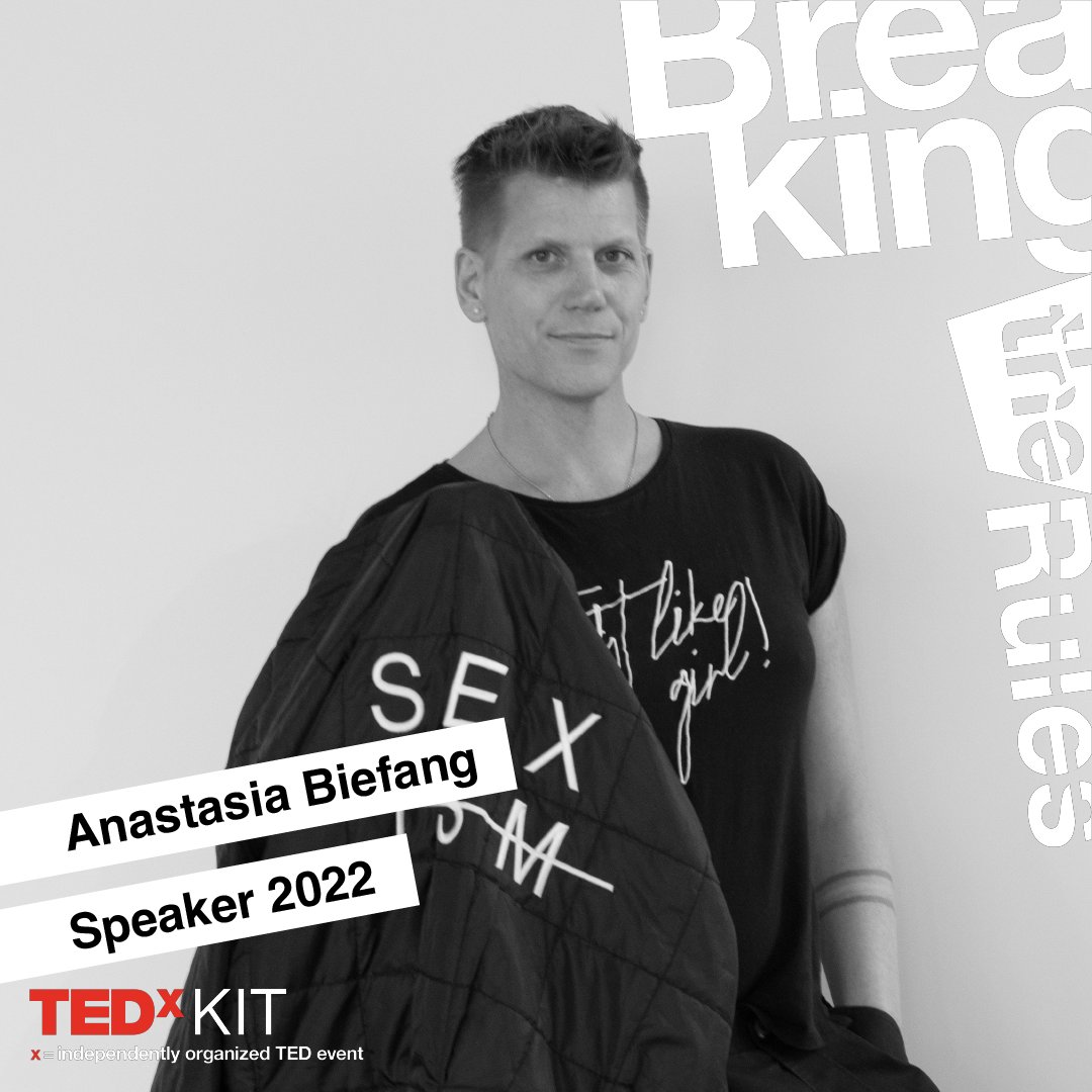 TEDx_KIT's tweet image. #TEDxKITSPEAKER Weiter geht es mit Anastasia Biefang: Die Offizierin der Bundeswehr und LGBTIQ-Aktivistin wird in ihrem TEDx Talk über die eigene #Identität in einer Welt voller zweigeschlechtlicher Standards und die eigene #Selbstbestimmtheit abseits der “#Norm” sprechen. 👥💭