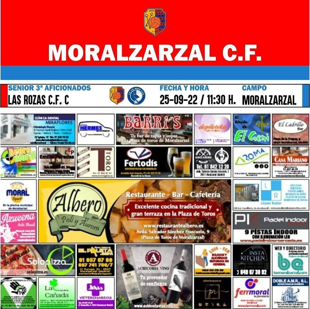 MoralzarzalCdF's tweet photo. 📋 #TerceraAficionados
🛡️ Jornada 3
📆 Domingo 25/09/22
🆚  @LasRozas_CF
🕔 11:30
🏟 Poli #Navafria 

💜 #Aupa #Moral
❤ #Moralzarzal https://t.co/SAB93RYaf0