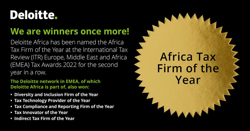 Deloitte Africa returns an impressive haul at EMEA Tax Awards. We are proud of our tax and legal team. deloi.tt/3R1HIvJ #recognisingexcellence #taxawards #deloitteafrica
