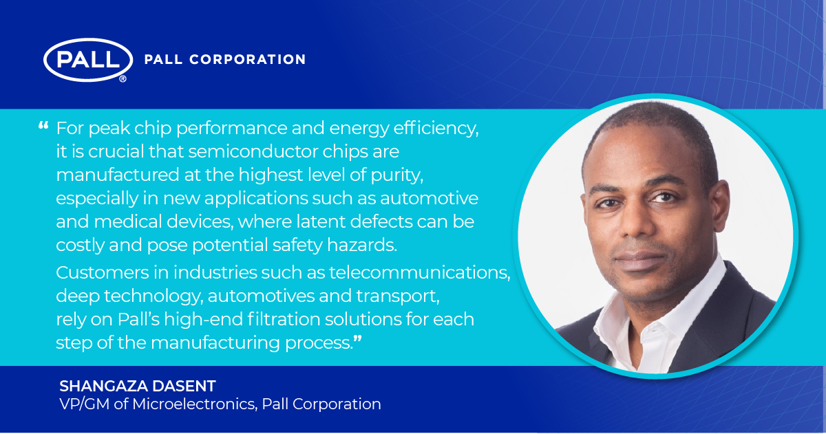 PallCorporation's tweet photo. Shangaza, VP and GM of Pall #MicroE, shares why it's filtration is important in the #semiconductor manufacturing process. Learn how our new facility will enhance the process: https://t.co/y4Jum9fDEH. https://t.co/U9CeyhnOmd