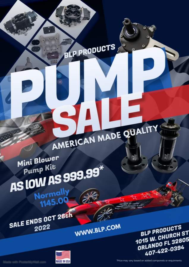 BLPRacing's tweet photo. Need a fuel pump for a mini blower set up? BLP has you covered.
These kits start as low as 999.99* normally 1145.00 with our all-new belt-driven pump and drive assemblies for those applications available in .600-.700 gear configurations. Need assistance contact our sales dept. https://t.co/x3XJJCcYJR