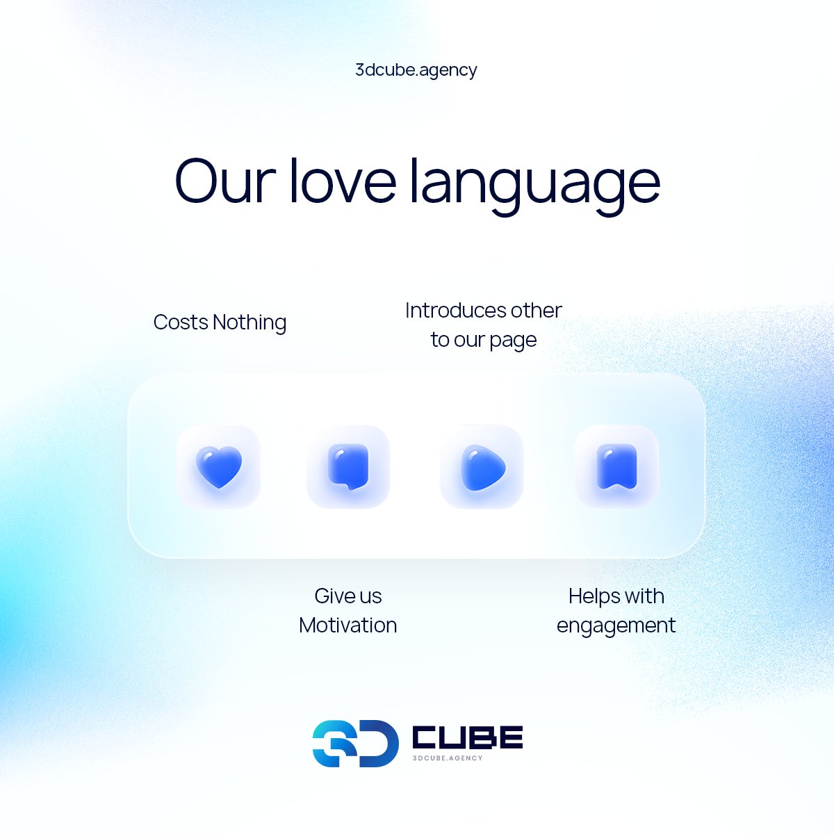 3DCubeAgency's tweet image. This is our love language, if you talk to us in such a way. Do follow it 😜 😜 💗 
Visit: 3dcube.agency
#3dCube #3dCubeAgency #Agency #Marketing #Cash #money #3d #SocialMedia #branding #unitedstates #digitalmarketingusa #socialmedia #socialmediastrategist #digitalagency