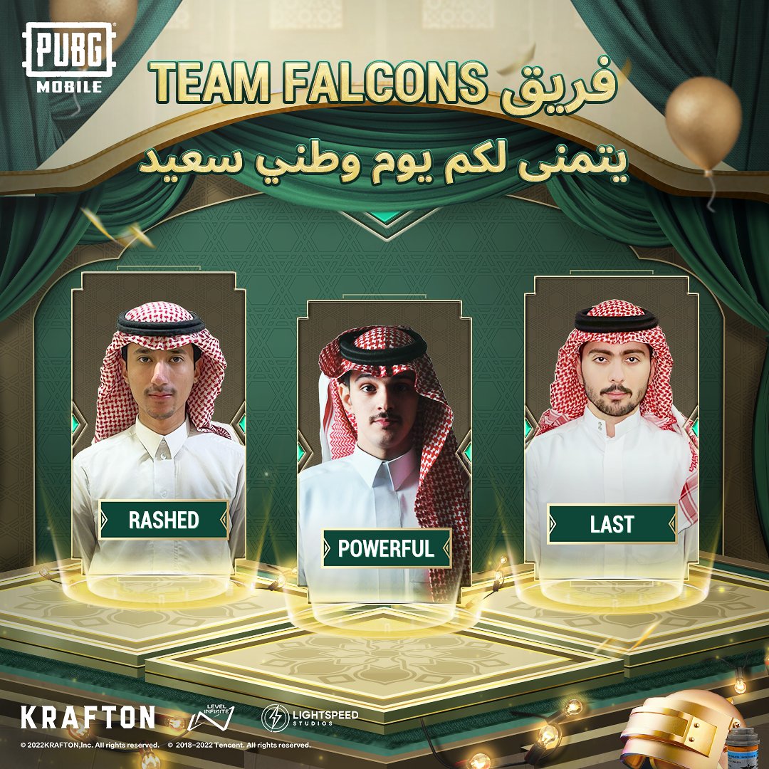 PUBGMOBILE_ARB's tweet photo. فريق فالكون @FalconsEsport يتمنى لكم يوم وطني سعيد!
#هي_لنا_دار
#اليوم_الوطني_السعودي_92
#ببجي_موبايل
#الرؤية_المستقبلية
#Future_Vision
#PUBGMOBILE https://t.co/1VWTE2Jp8Y