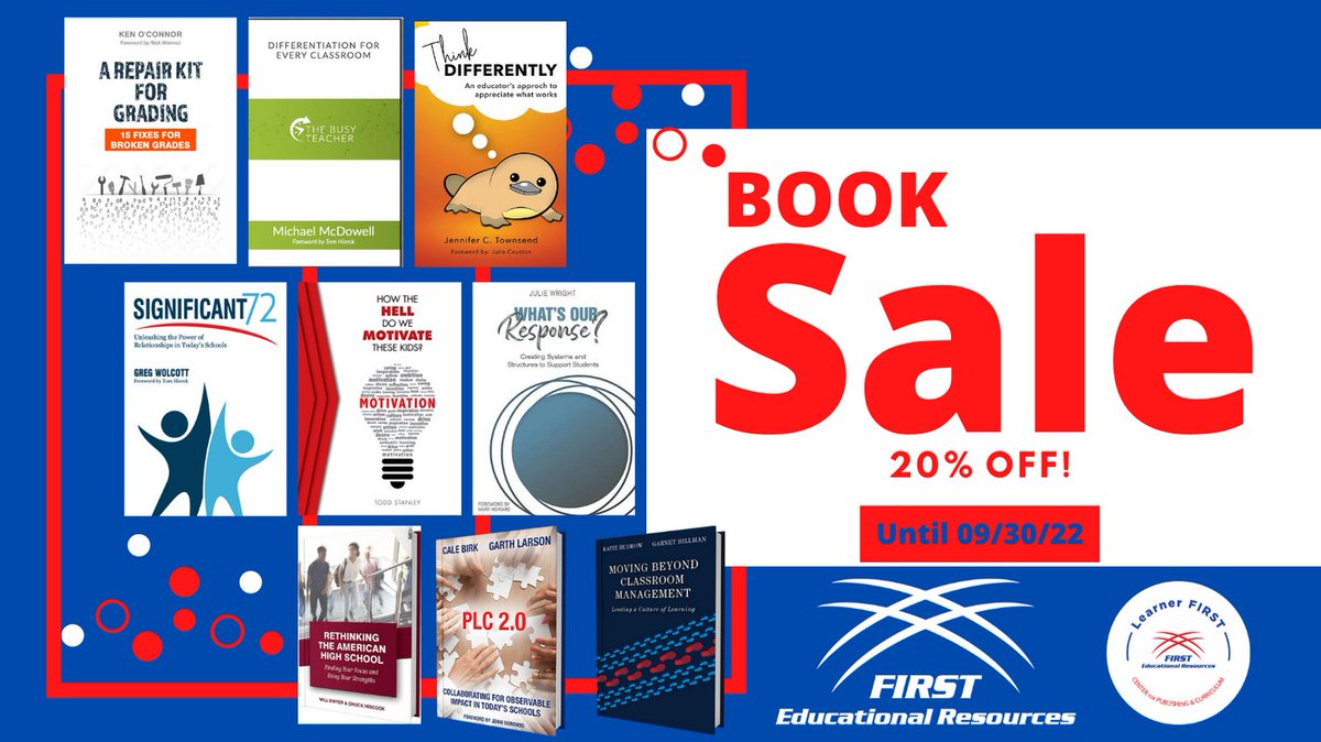 1stEdResources's tweet photo. #LearnerFIRST Publishing Center Annual Book Sale! All books are 20% off until September 30th!
For bulk book orders, please email info@firsteducation-us.com for more information.
https://t.co/nhc2VyKL8b https://t.co/pfUGY9ZnYv
