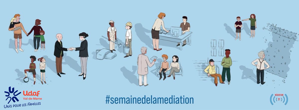 Journée Portes Ouvertes à l'Uda du Val-de-Marne  pour la 4ème édition de la "Semaine Internationale de la Médiation"
Mardi 11 octobre 2022 de 09H30 à 17H00
Entrée libre, sur inscription : lnkd.in/eAgcbXYh
Adresse 4A boulevard de la gare, 94770 Boissy-Saint-Léger
#udaf94