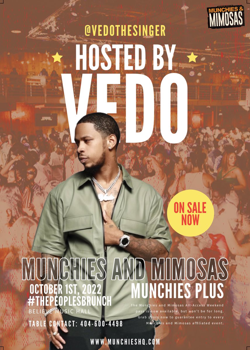 MunchiesHQ's tweet photo. ATLANTA! We’re coming to town Oct. 1st and @VedoTheSinger is pullin up on us! Meet us there! 

🎟️ Tickets: https://t.co/e1fwy14cEf https://t.co/0LcWMGbPq7