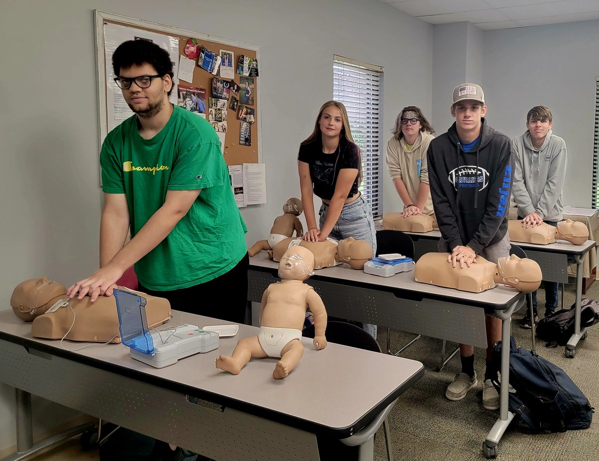PickawayRossCTC's tweet photo. It's not freaky Friday, just a teacher swap for certifications!🔄

Mr. Kinnison's RAMTEC students spent the week with Ms. McVicker earning their CPR and first aid certifications while her Allied Health students certified in OSHA 10 with Mr. Kinnison.

#PRCTCProud #CareerTechWorks https://t.co/WK0y0abB00