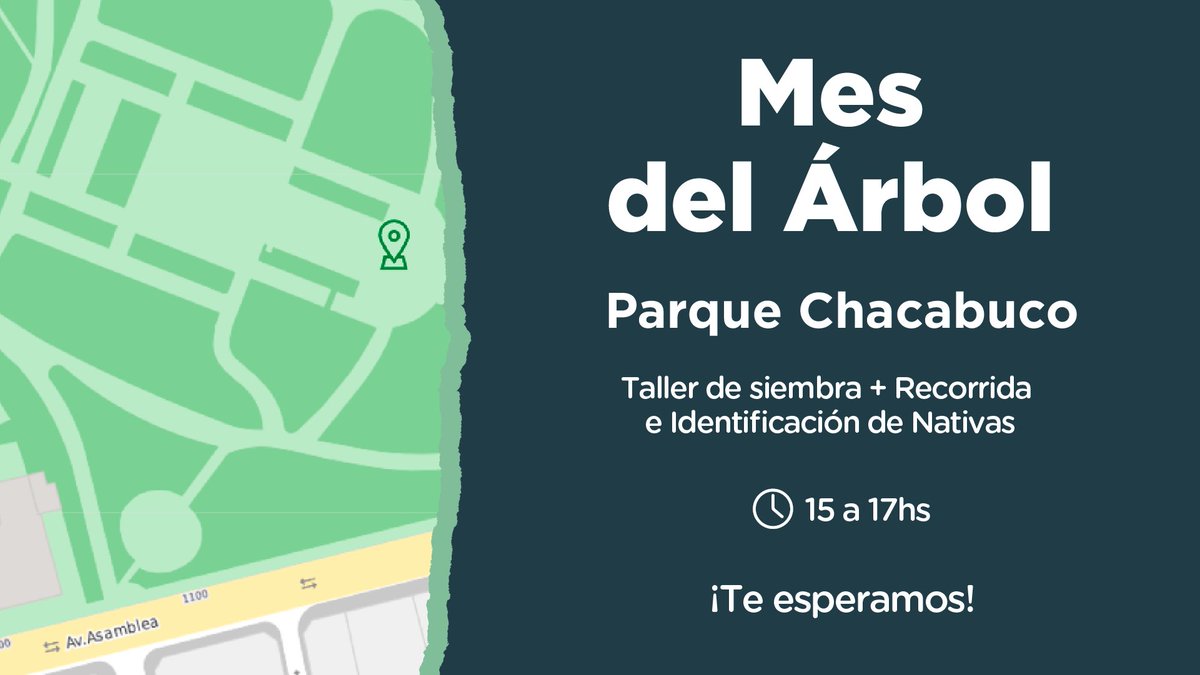 🌱💚PARQUE CHACABUCO💚🌱
Junto con <a href="/SemanadelArbol/">SemanadelArbol</a>  vamos a estar brindando talleres de germinación, identificación de nativas y ampliar la Red de Sembradores para fortalecer el arbolado de la CABA. 

Quedan invitado/as, ¡no nos planten! 😉🌳