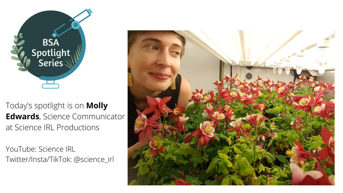 Botanical_'s tweet photo. Molly @science_irl is a full-time science communicator. Her business, Science IRL Productions, started this year after graduating with a Ph.D.  She studied the development and evolution of the unique Aquilegia petal nectar spur. 

More about Molly's work: https://t.co/OfIIaWT23i https://t.co/Yai6L8vE4w