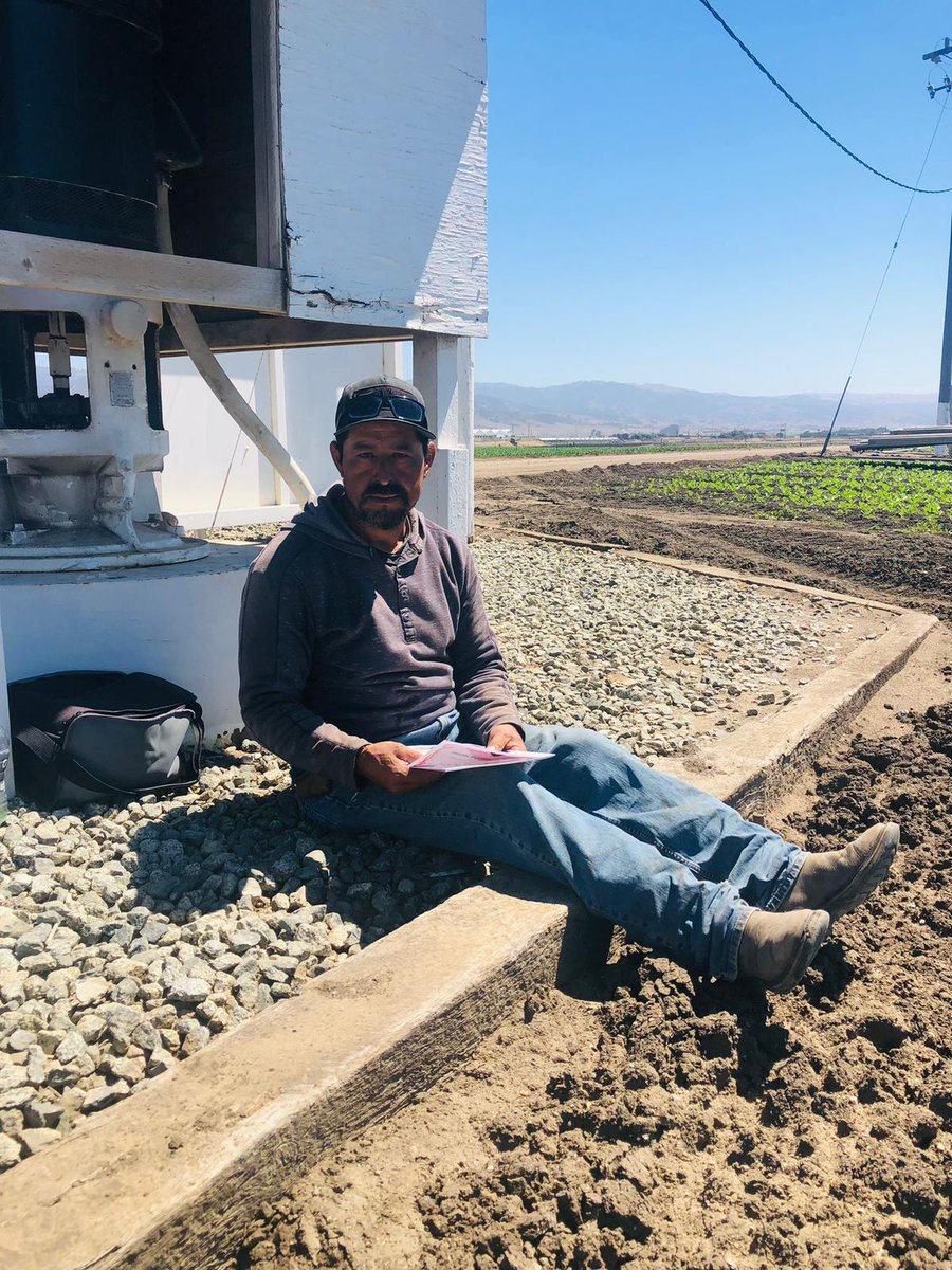 UFWupdates's tweet photo. Elias takes a break from working on the irrigation system in the vegetable fields of Salinas CA. He has been a farm worker for the last 30 years, working 10 hours a day Monday through Saturday. #WeFeedYou https://t.co/UhCmsUrOaG