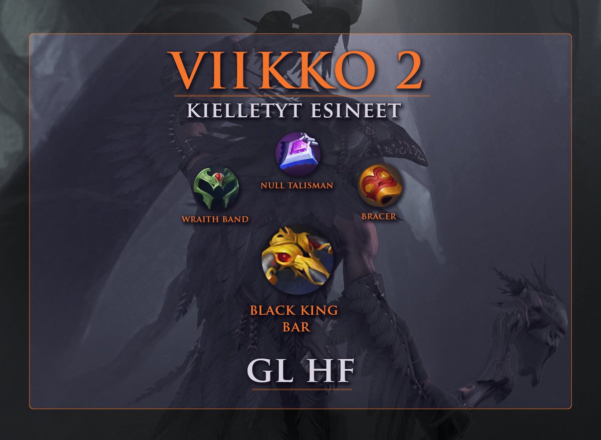 KaaosLiigan toinen viikko on alkanut! 🔥 

Tällä viikolla bännissä:
❌BKB
❌Bracer
❌Wraith Brand
❌Null Talisman

#esportsfi #dota2fi

Tervetuloa!
discord.gg/zwTz7GqRRw

<a href="/HAVUgaming/">HAVU</a> <a href="/Jimms_fi/">Jimm's PC-Store Oy</a> <a href="/Kotipizza/">Kotipizza</a>