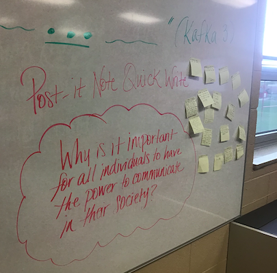 NancyRoncke's tweet photo. Student voice and writing at the center of setting our learning purpose #English10 #artofteaching #studentwork #collaboration #giveonegetone @waukeshaschools @WaukeshaSouth https://t.co/MdI4xN2aBN