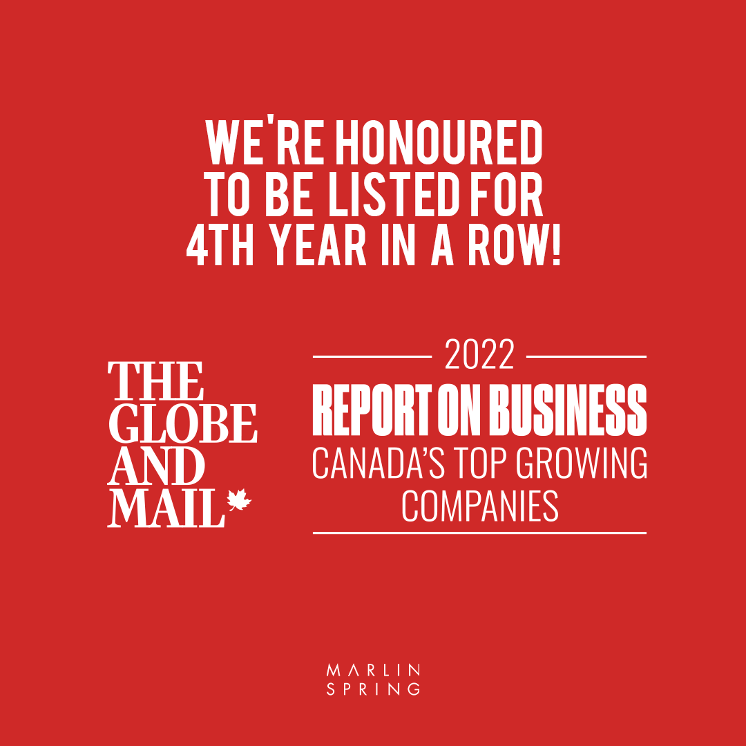 MarlinSpring's tweet photo. We're so honoured to be listed for the 4th year in a row by the Globe and Mail Report on Business! Thanks to our wonderful team for helping us be an exemplary company that continues to expand.
#Topgrowing22 #GlobalMail #Toronto #BusinessToronto https://t.co/4EgEqiUnWJ