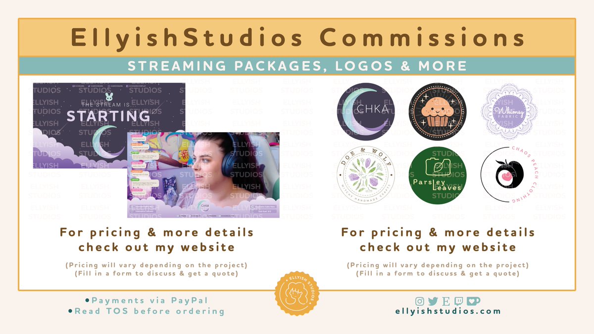 ellyishstudios's tweet photo. I'm Ellie, Freelance Graphic Designer &amp; Illustrator. I create custom &amp; pre-made graphic for streamers, as well as custom branding assets 💛

✨https://t.co/fF42DIiH2y
✨https://t.co/9jHNHEpB4Y
✨https://t.co/DmR5mby3Xd
✨https://t.co/3xjx1dKxv0

#twitch #Commission #Freelance https://t.co/sv8QNeBf0a