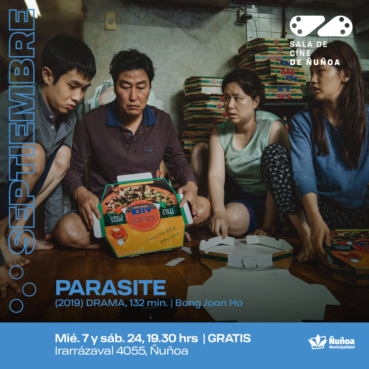 culturanunoa's tweet photo. ✨MAÑANA✨
Les esperamos en la Sala de Cine de #Ñuñoa con la proyección de los cortos infantiles Mi papá azul y La caja de mis memorias, estrenados en 2021 durante @ficvaldivia 🎞️
Además, volvemos a proyectar a las 19:30 hrs. la galardonada Parasite (2019)🏆
#VolverAMirarnos🌹 https://t.co/AZjFZDOrMC