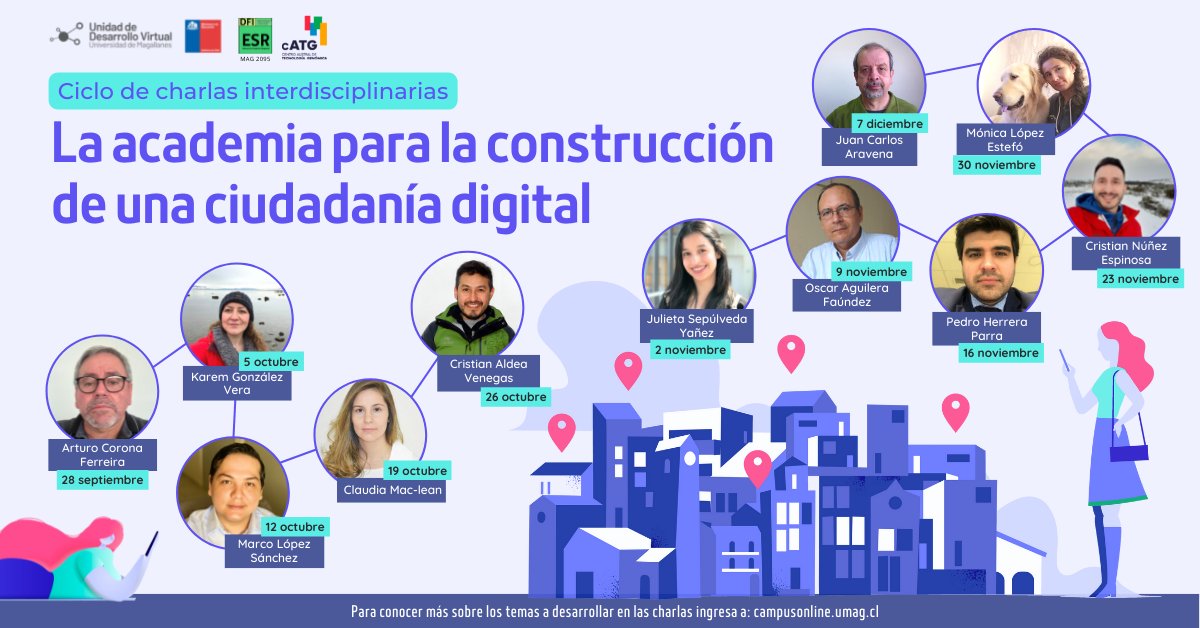 udemagallanes's tweet photo. Unidad de Desarrollo Virtual de la Universidad de Magallanes presenta ciclo de charlas interdisciplinarias online “La academia para la construcción de una ciudadanía digital”. Inscripciones gratuitas a través de https://t.co/oKTYWtNBSq https://t.co/omiFoE7WF6