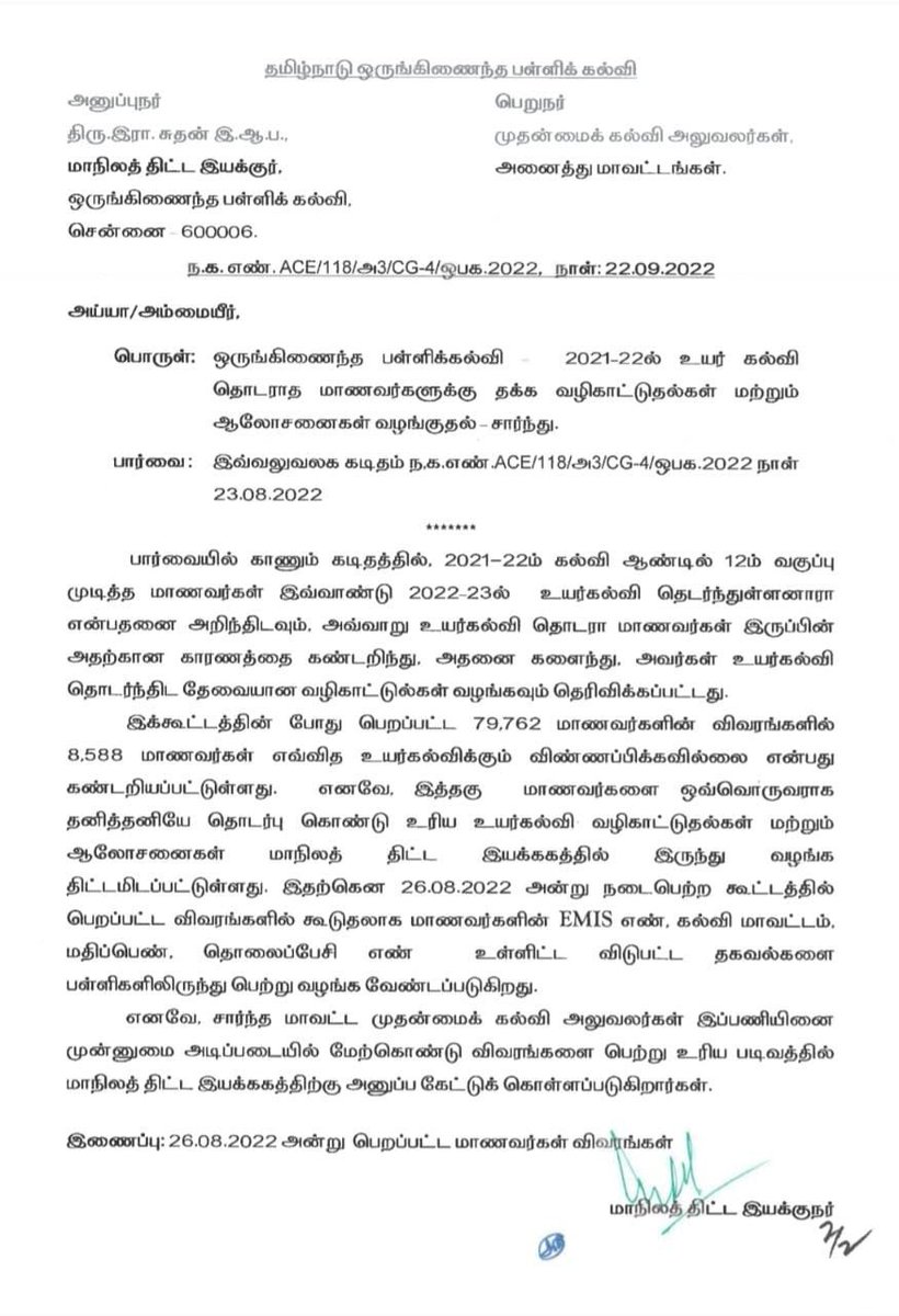 Profdilipmandal's tweet photo. Another 1st by Tamilnadu. This year 8,588 students have not applied for higher education after completing +2. TN Department of School Education is contacting each of them to know the reasons of their dropping out and also providing guidance. Bravo Thiru @mkstalin #DravidianModel https://t.co/s2Dpl3qjx5