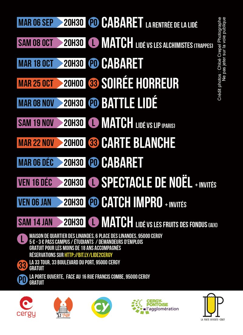 LIDEdeCergy's tweet photo. Toutes nos dates jusqu'à janvier.
Réservations pour les Linandes  : https://t.co/VVXwkNloLA https://t.co/F7mkZDtYfd
