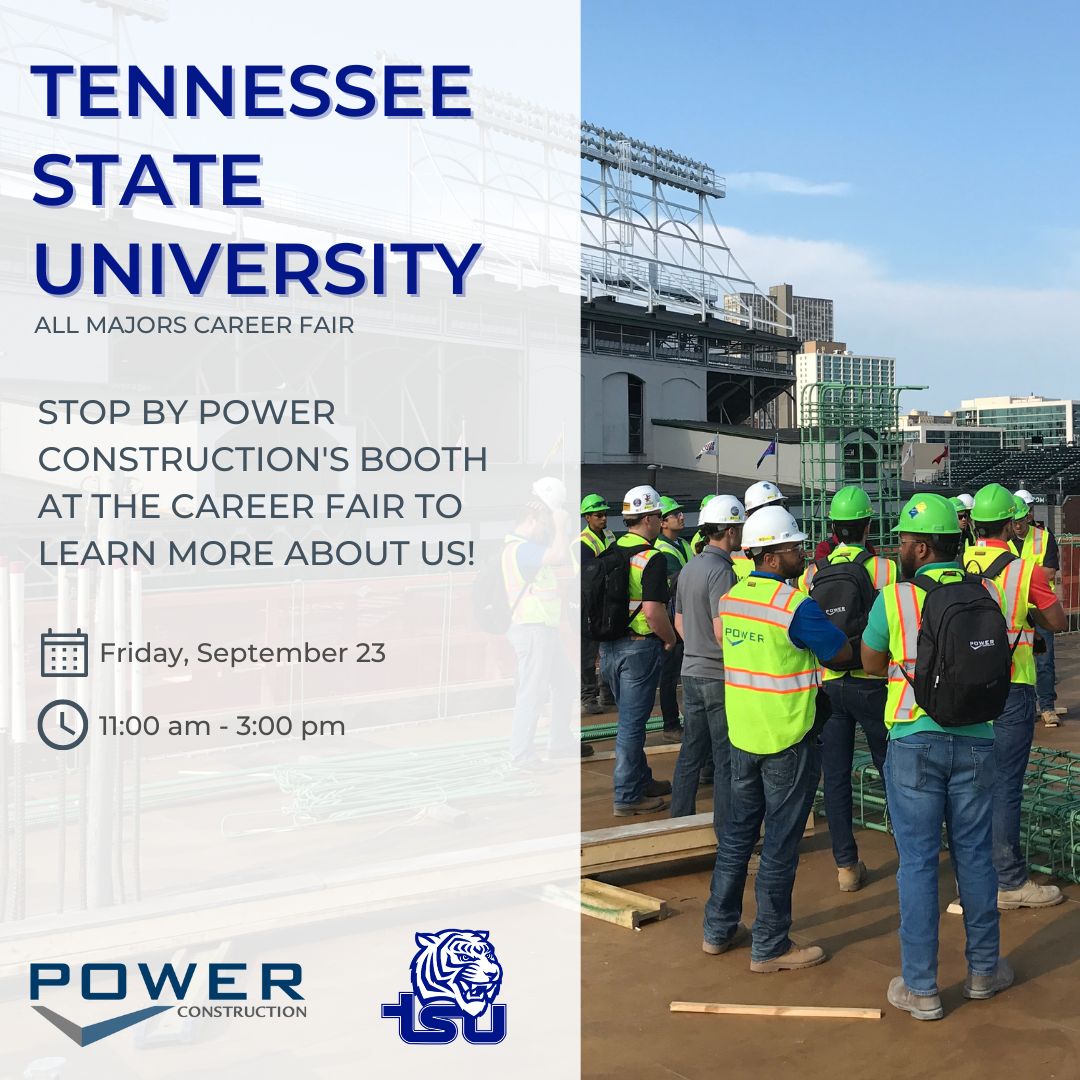 Today is the day, Tigers! Drop by our table to learn more about #careersinconstruction #careersinsafety #Poweryourcareer #GrowwithPower #internship #recruiting #ExcellenceIsOurHabit #TeamTSU #BigBlueRising <a href="/TSUedu/">Tennessee State University</a>