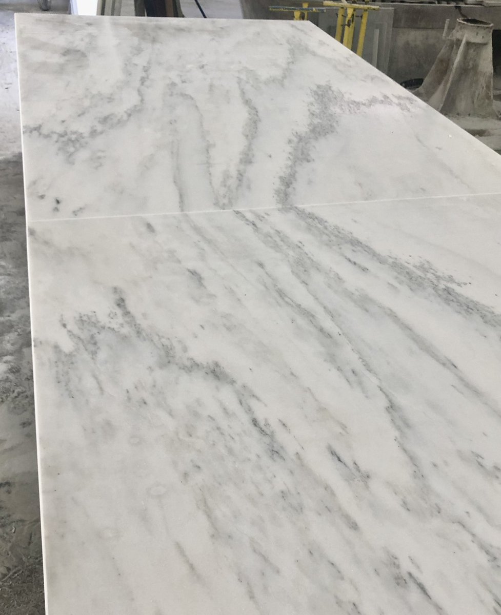 marbleandgranit's tweet photo. The look of two book-matched marble slabs never gets old👀….like these two slabs of @vermontquarries Honed Olympian White Marble for a 14’ long x 56” deep kitchen Island Top! #UseNaturalStone @MarbleInstitute @KBtribechat @thenkba https://t.co/4R2wXcokKz