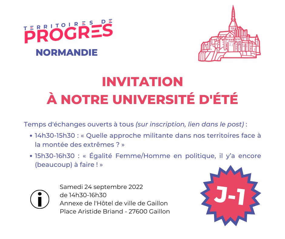 C’est demain ! 
Ça se passe dans l’#Eure !

Vous êtes toutes et tous les bienvenus 🤩

La plénière est ouverte au public sur inscriptions 👉 bit.ly/3RZhLOd

#militantisme #dépassement #égalitéF/M 
❌#hâlteauxextrêmes 
#terrain