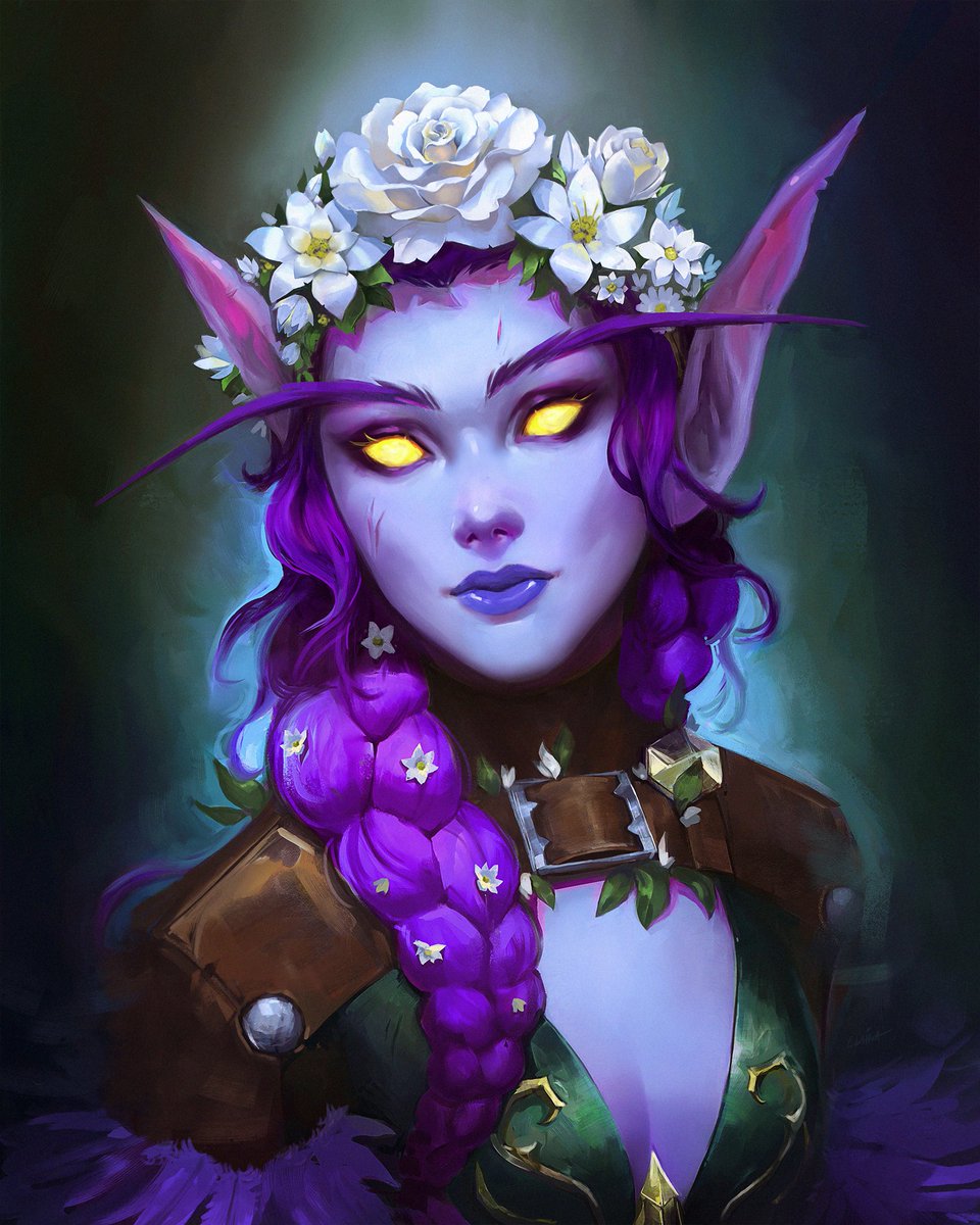 ArtByClaina's tweet photo. Night elf time! 🌼 #warcraftart #warcraft #nightelf https://t.co/mvsaLNJj9N