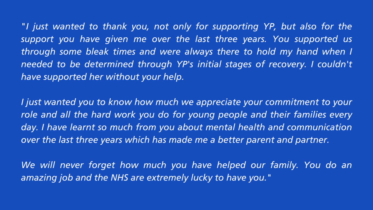 mpftnhs's tweet photo. #feedbackfriday is for Lisa Howells, Community Nurse Specialist at BeeU's Young People Community Eating Disorders Service, providing specialist outpatient assessment &amp; treatment in Shrops, Telford &amp; Wrekin. Congrats Lisa! 👏 #MPFTValues #CaringAndCompassionate #ListenAndEngage 💙 https://t.co/BQTfJztC5Z
