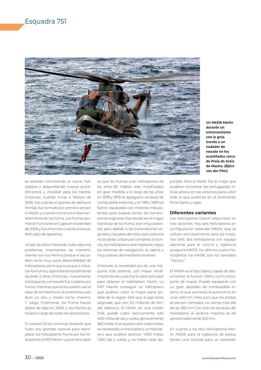 FHAeromedia's tweet photo. In the latest issue of @famdelmundo magazine from Spain, you can find our (thirteen pages!!) article on the EH101 Merlins of the Esquadra 751. Here you can buy your issue: https://t.co/XxfDQJhlKB
#leonardo #EH101 #merlin #helicopter #forcaarea #portugueseairforce #SAR https://t.co/ZDigTfclkW