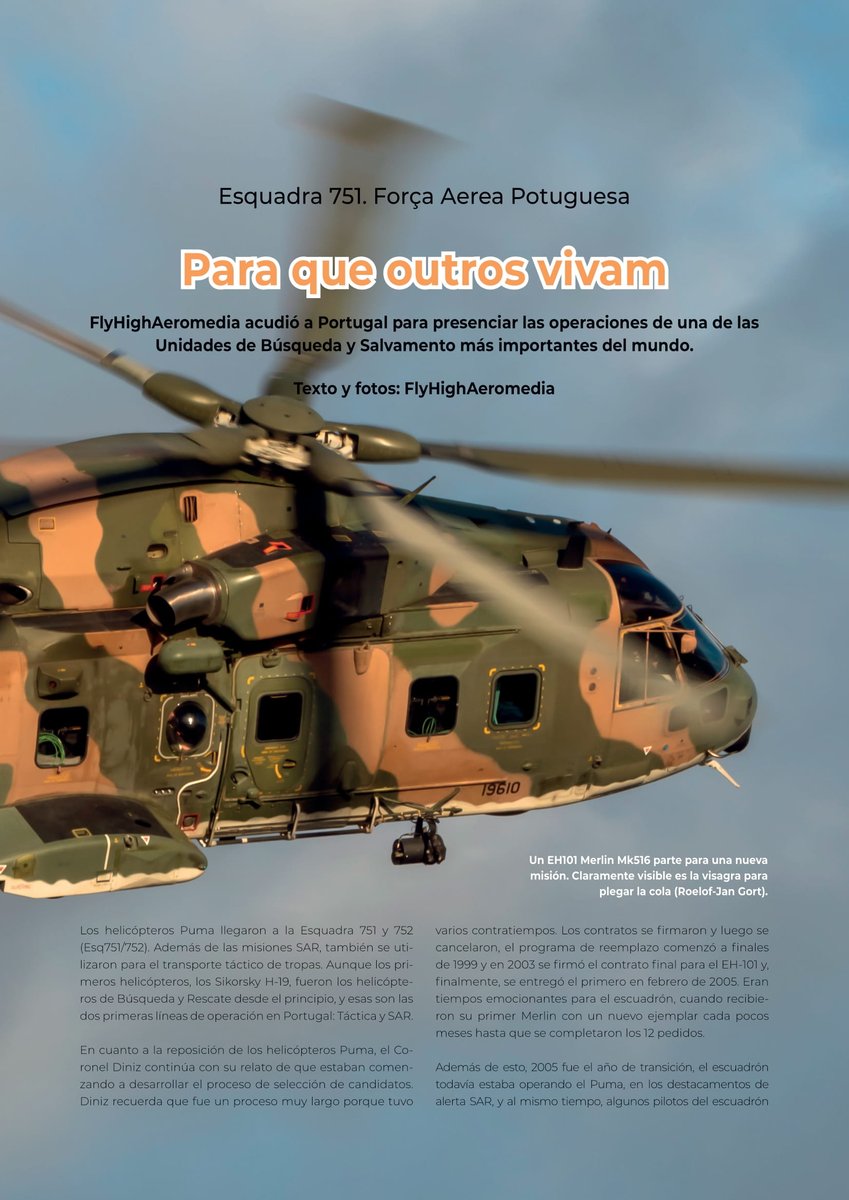FHAeromedia's tweet photo. In the latest issue of @famdelmundo magazine from Spain, you can find our (thirteen pages!!) article on the EH101 Merlins of the Esquadra 751. Here you can buy your issue: https://t.co/XxfDQJhlKB
#leonardo #EH101 #merlin #helicopter #forcaarea #portugueseairforce #SAR https://t.co/ZDigTfclkW
