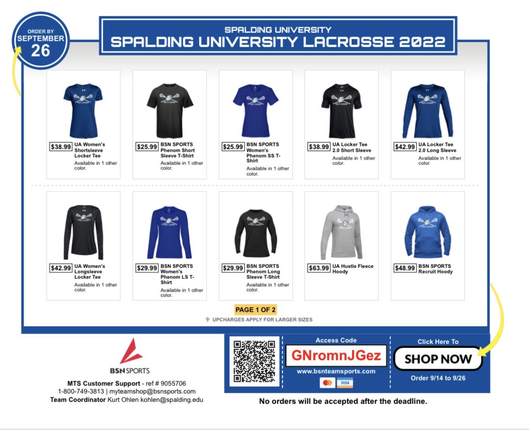 SpaldingMLAX's tweet image. 3 days left to order your Spalding Men’s Lacrosse schwag! Look great and support the Golden Eagles! bit.ly/3RPBel6
#skoeags
#lacrosseinlouisville