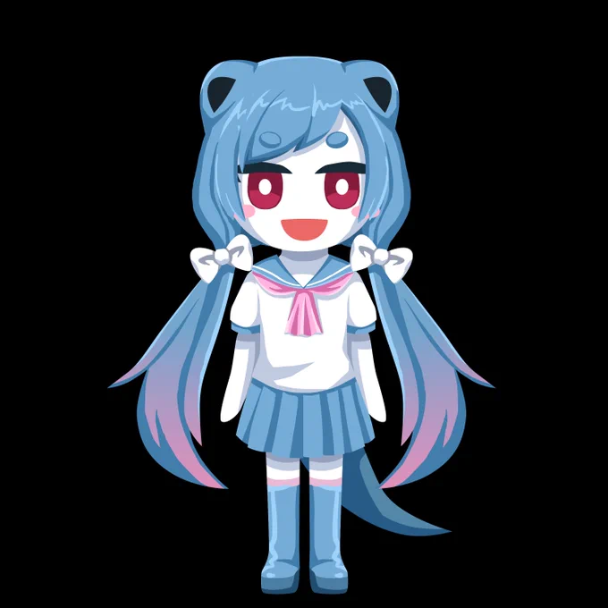 進捗!カワマコちゃん両ver共にパーツ分けのラフできた!この時点で最っ高に可愛い!!! 