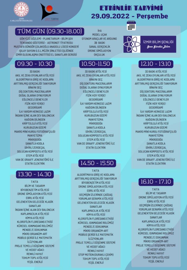 izmir_ilmem's tweet photo. "İzmir Bilim Şenliği"ne tüm İzmirliler davetlidir.

🗓️29 Eylül-1 Ekim 2022
🕙09.00-18.00
📍Tarihi Alsancak Garı

@tcmeb @izmir_mem_arge @MucahitYentur https://t.co/HkN4QAoefA
