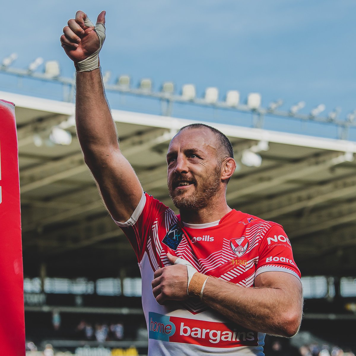 James Roby celebrates a St Helens win. 