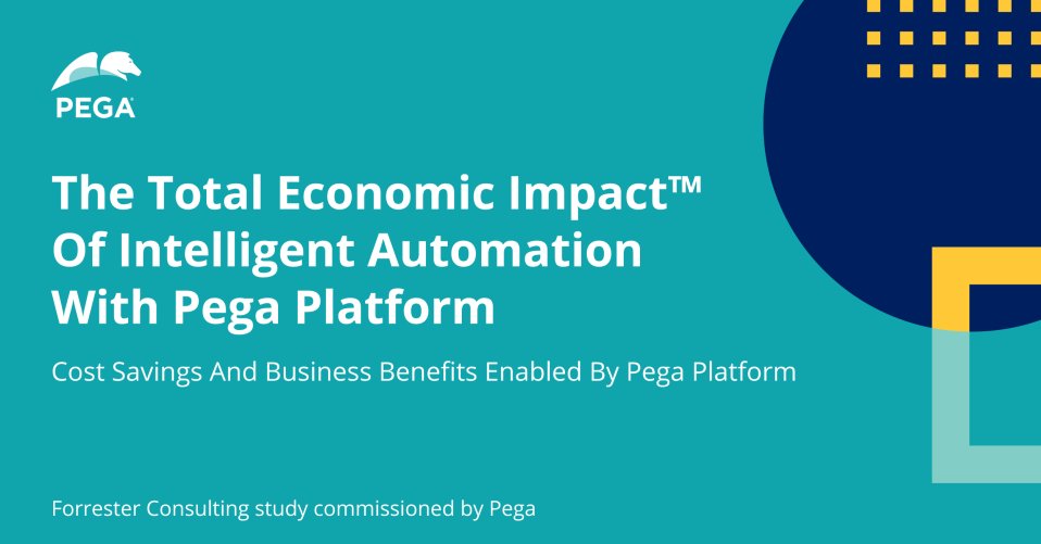 The Forrester Total Economic Impact of Intelligent Automation with Pega Platform study found that organizations are reducing inefficiencies, increasing productivity, and adapting to change faster. Our clients are achieving tremendous results! pe.ga/3qCpS81