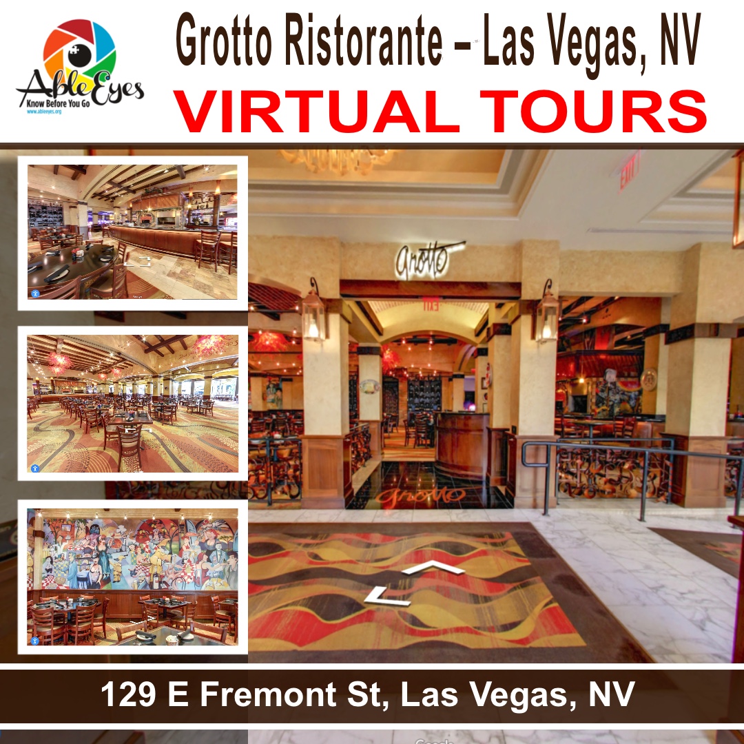 GoAbleVu's tweet photo. Grotto Ristorante – Las Vegas, NV. Inspired by Old Country trattoria ambiance &amp; classic Italian cooking. @ableeyes.org/virtual-tours/grotto-ristorante-las-vegas-nv/
 #AbleEyesAccessible #AbleEyes #Accessibility #KnowBeforeYouGo #VirtualTours #Autism #Anxiety #Disability https://t.co/PY8ES3ZqRY