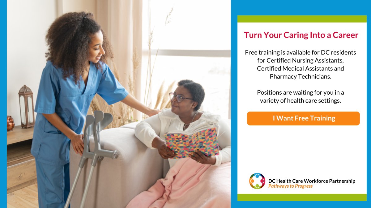 Turn your caring into a career with free training. Positions in health are waiting for you in a variety of health care settings. Learn more at dchealthcareers.org/start-your-car…
#dchealthcareers