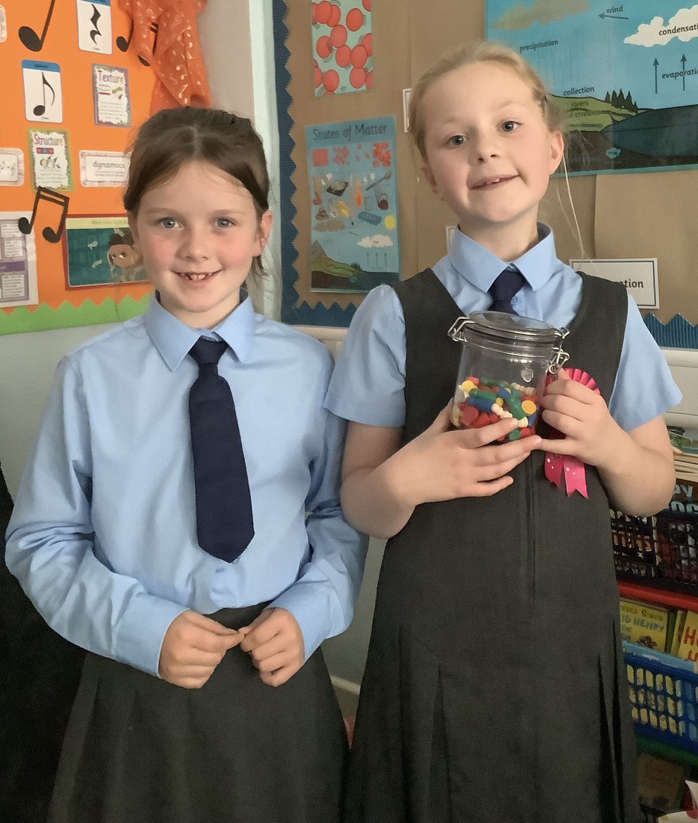 OSJ_Y4's tweet image. Congratulations to Charlotte who had the closest guess to the estimation station challenge set by Eve. There were 83 game pieces inside the jar.