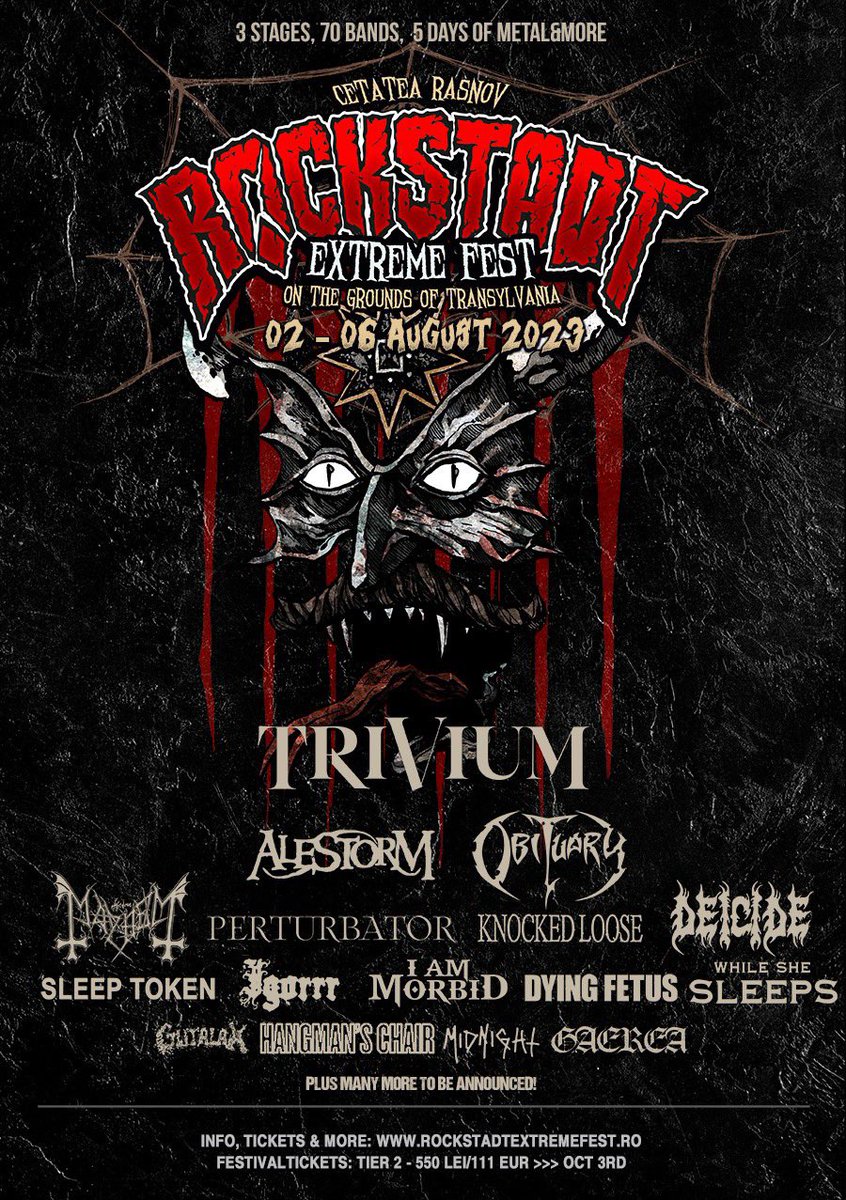gaerea_official's tweet image. .: ROCKSTADT EXTREME FEST 2023 :.

GAEREA Has been confirmed to next years massive Rockstadt Extreme Fest! The Vortex Society is finally performing in ROMANIA next year.

#gaerea #rockstadt #romania #extremefest #seasonofmist #blackmetal