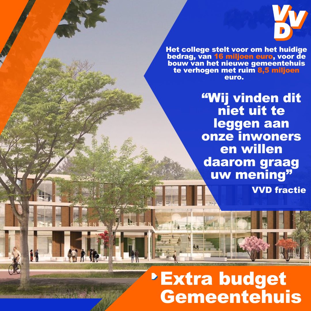 Wij hebben uw mening nodig!

Momenteel ligt er een voorstel om het huidige budget voor het gemeentehuis te verhogen met 8,5 miljoen euro. 💶

Vul deze korte vragenlijst hieronder graag even in. ⬇️

qr.vvd.nl/?c=y&l=6LT5IE 

#Gemeentehuis #Rheden