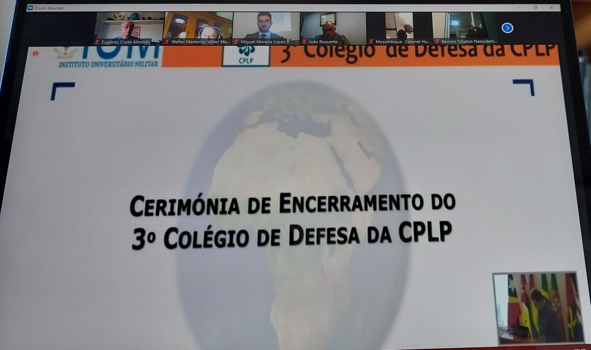 elcalmeida's tweet photo. Minha participação no 3º Curso do Colégio de Defesa da CPLP «Geopolítica de África: O Papel da #CPLP na Segurança Regional», ocorrida de 19 a 23 de Setembro, via Webinar, através do #IUM, e “meu” estatuto de “auditor” pelo Inst. Universitário Militar (IUM)
@CEI_Iscte #CINAMIL https://t.co/3LS7ISe011