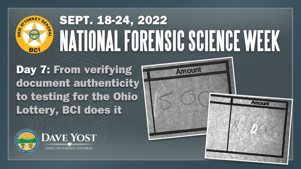OhioAG's tweet image. Handwriting is made up of unconscious patterns – no two people write exactly alike. BCI’s Questioned Documents Unit determines authenticity of documents using electrostatic devices.