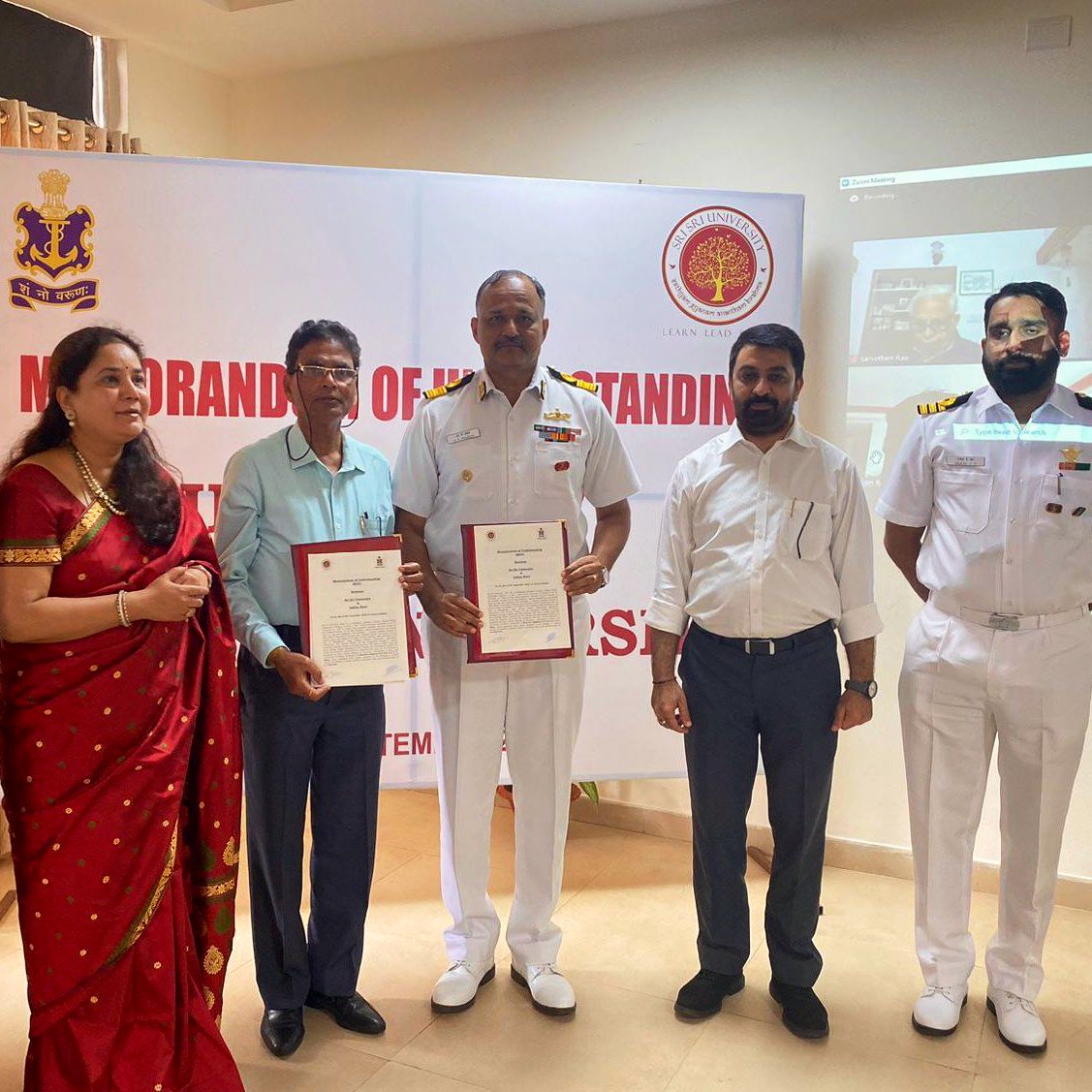Gurudev's tweet photo. .@SriSriU signed an MOU with the Indian Navy, as part of which Sri Sri University will provide value add courses to current &amp; retired Navy officers. https://t.co/u9hWm07HyE