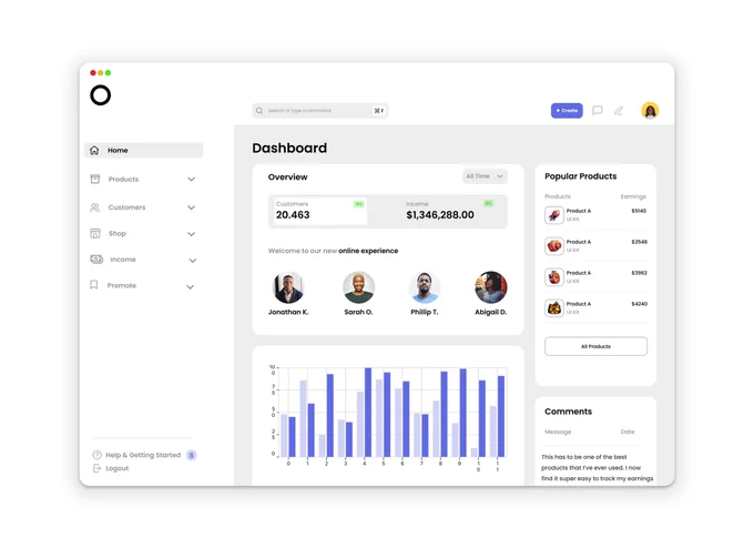 Dashboard Design in Light Mode