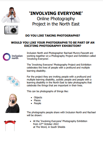 InvolvingPhoto's tweet photo. 'Involving Everyone' photo project and exhibition celebrates the lives of people with a profound and multiple learning disability. For part of the project we are inviting people to join in and send us their photos. Here is a flyer with more information https://t.co/unHn0cleJz https://t.co/8pO6qsjB8p