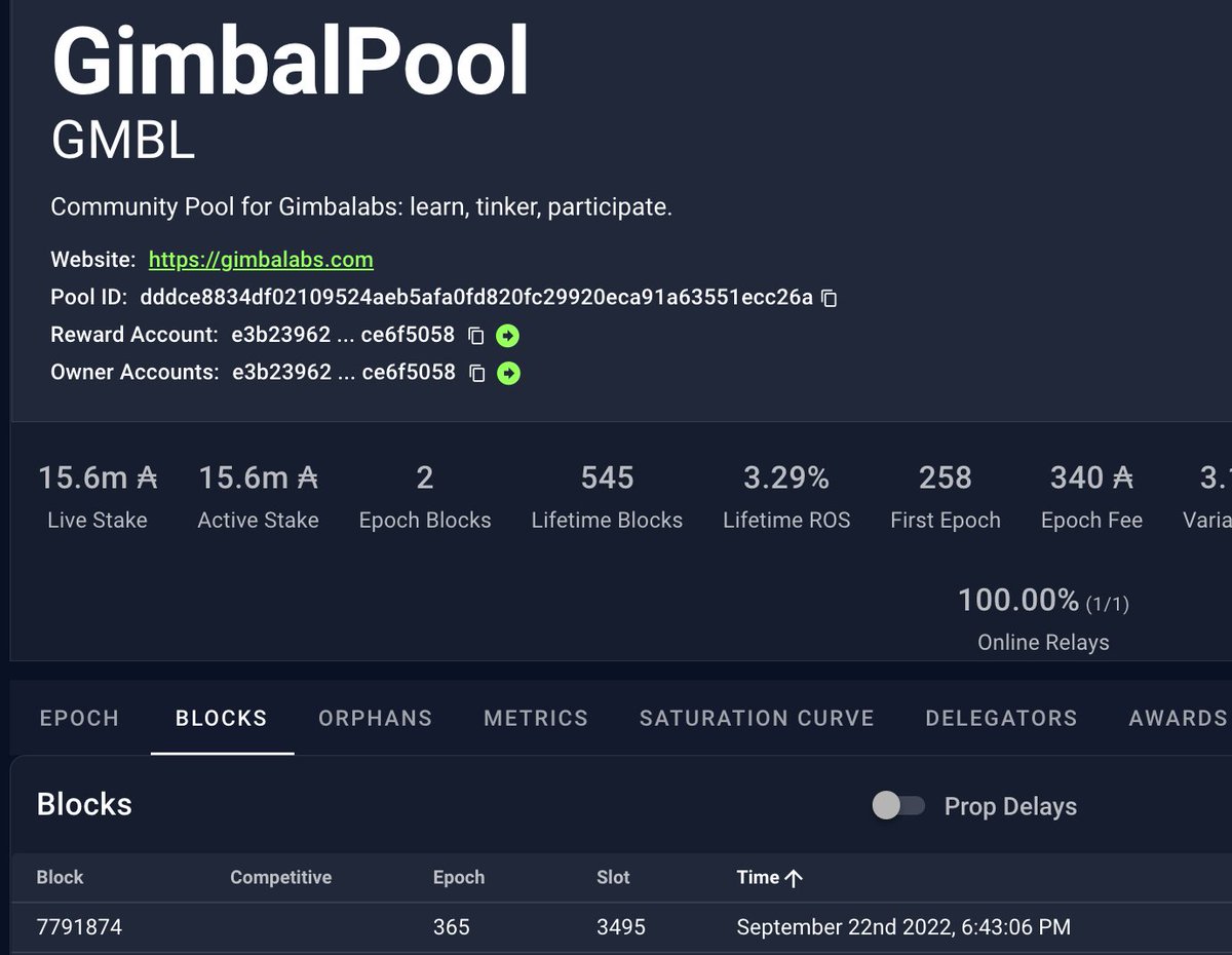 gimbalabs's tweet photo. Ok we know you're bummed that Binance minted the first block of the Babbage era...
GimbalPool got one within the first hour - at slot 3495, or 58 minutes and 15 seconds into the new era.
Remember to keep the vision of Cardano intact and to #StakeSmall! https://t.co/brGDId3MRl