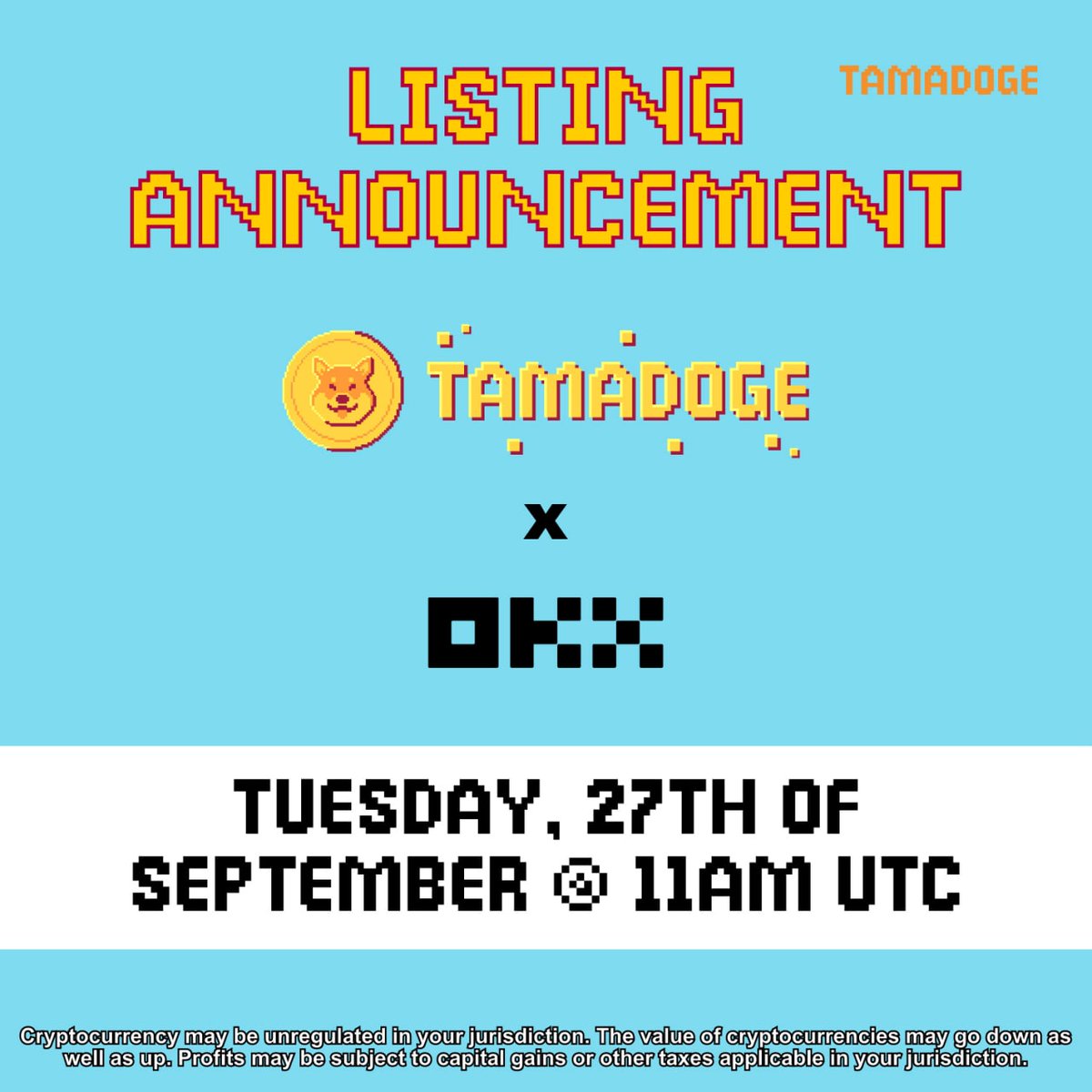🚨 #CEX Listing Alert! 🚨

<a href="/Tamadogecoin/">TAMADOGE</a> Will Be Listed On <a href="/okx/">OKX</a> and <a href="/okx/">OKX</a>web3 - Top 2 Rated Exchange on <a href="/coingecko/">CoinGecko</a> 🤩

Listing Date 🗓 Tuesday, 27th Of September
Listing Time ⏰ 12pm BST

Sign Up On @OkX!- bitesly.io/box_972565f8ab…

Don't Miss This #Moonshot! 🚀

#crypto #OKX