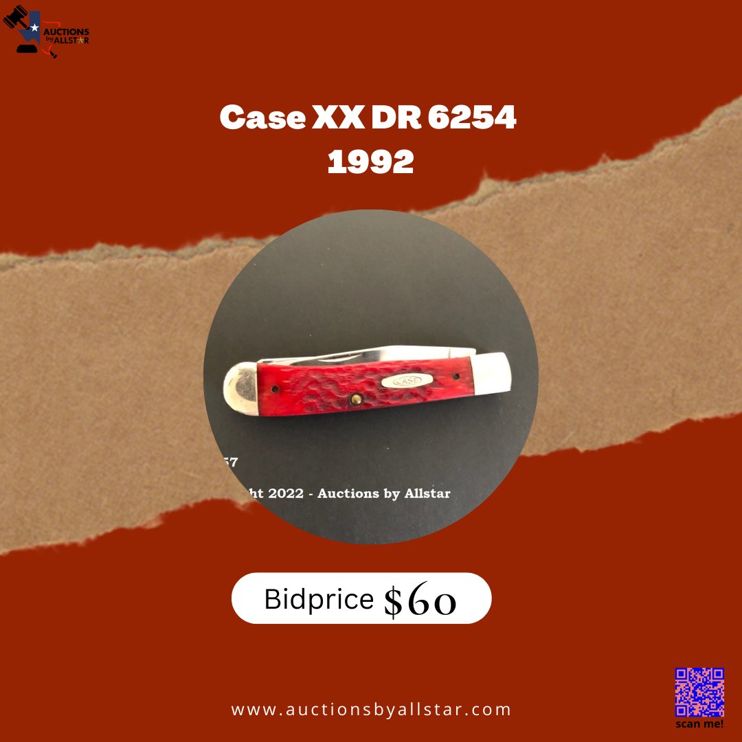 AllstarBy's tweet photo. Lot# 2557
Case XX DR 6254, 1992 😍
Color: red

Register and Bid Now!
https://t.co/g7cNJ1r0s7

#auctionsbyallstar
#auction
#auctions
#auctioneer
#onlineauction
#onlineauctions
#onlinebidding
#pocketknife
#pocketknivescollection

Visit our website at https://t.co/FS1n02dHGZ. https://t.co/RrWWCdHvgl