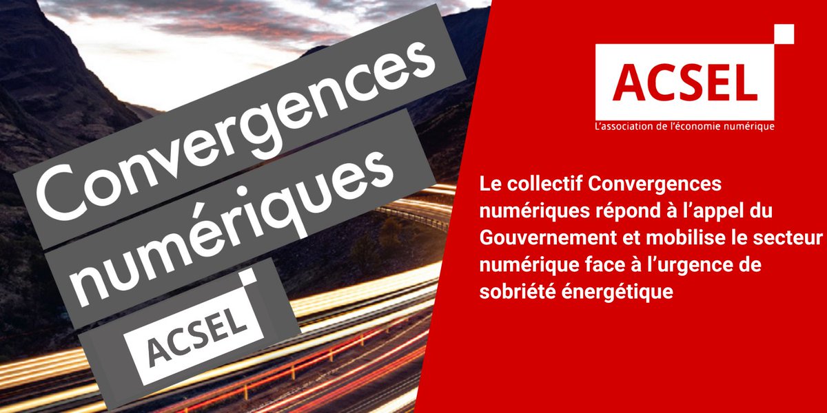 AcselDigital's tweet photo. L'@AcselDigital contribue aux travaux du collectif Convergences numériques
Le secteur prend ses responsabilités dans le contexte actuel de crise énergétique, afin de réduire certaines consommations électriques des infrastructures et équipements numériques lors des pics de demande https://t.co/rJNOKd1y3O