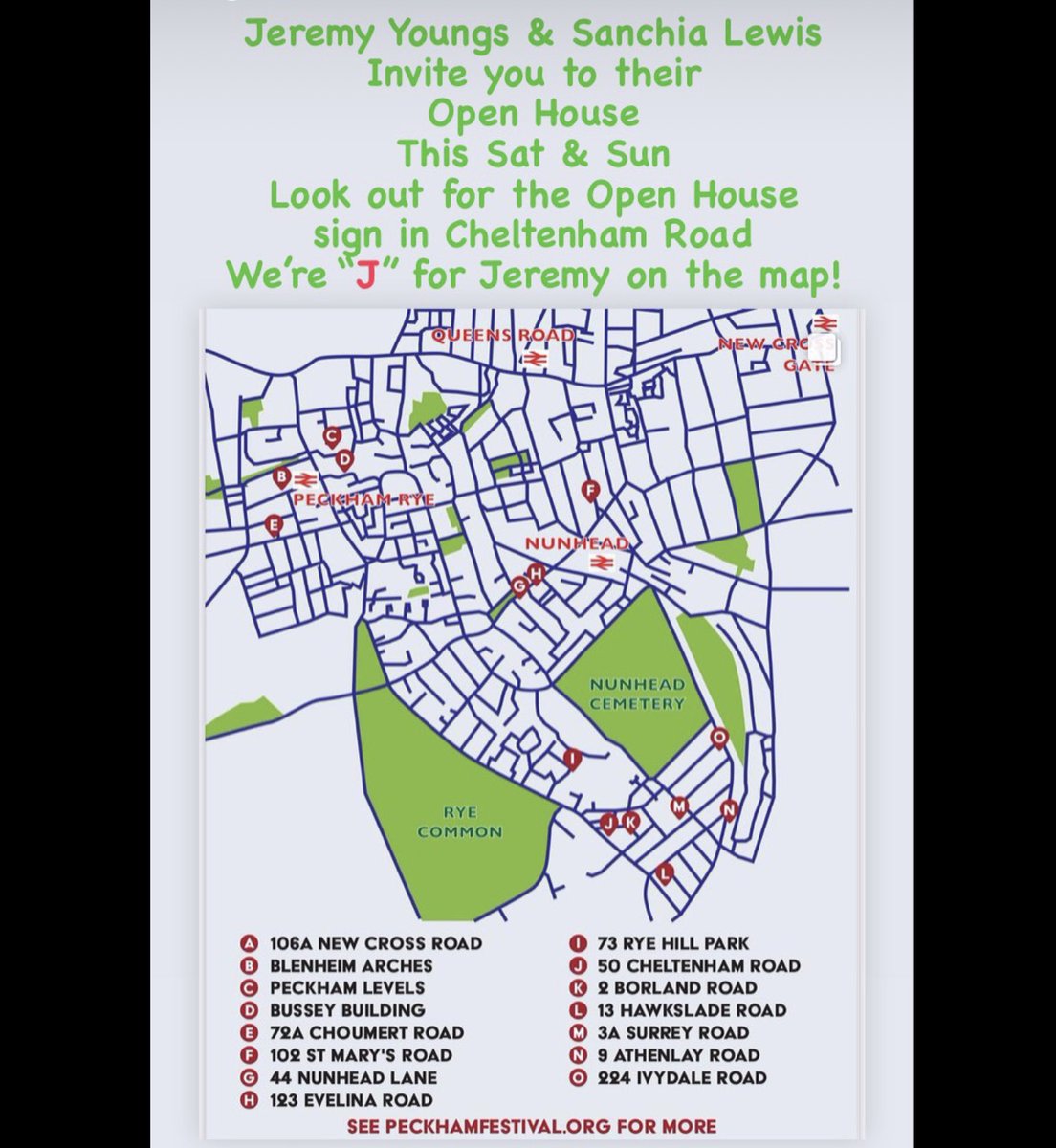 We’re on the map come and visit us this weekend 11am - 6pm both days <a href="/peckhamfestival/">Peckham Festival</a> Made in Peckham Open House !
<a href="/nunheadarttrail/">NunheadArtTrail</a>  sanchialewis #jeremyyoungs <a href="/rye/">Rye</a>.observation #openhouse #nunhead #peckham #animation #oilpaintings #gicleeprints #etchings #books #cards #prints